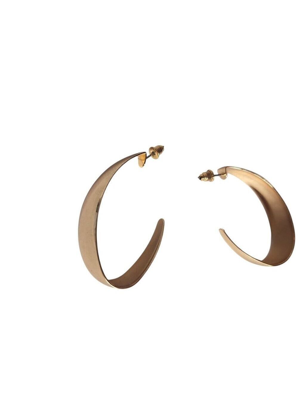 Gold Tone Crescent Hoop Earrings